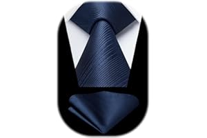 HISDERN Cravate Homme Plaid Mariage Élégant Cravates et Pochette Classique Ensemble de Cravate Mouchoir à Motif Pied-de-poule d'affaires