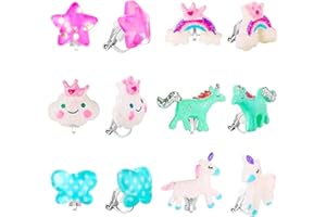 powerking Clip On Earrings for Girls, Girls Jewelry Dress Up Earrings and Princess Play Earrings Set for Kids