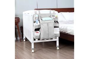 Sunzit Organizador de Pañales, Bebé Organizador Multifunción para Colgar en la Mesita de Noche Bolsa de Almacenamiento - Light Gray