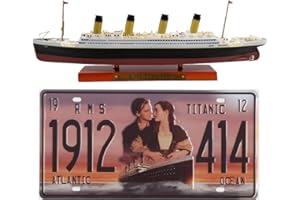 OPO 10 - Lotto di 2 Oggetti da Collezione del Famoso transatlantico RMS Titanic: Nave + Targa Decorativa