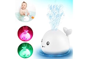 VI AI Jouet de bain pour bébé, baleine à jet avec LED - pour enfants et tout-petits (blanc)