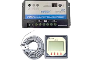 EPEVER® EPIPDB-Com 20A PWM Regolatore di carica per 2 batterie diverse 12/24 V Duo Batterie, con display EPEVER Telecomando MT1