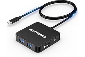 ANYOYO USB C Hub, USB C Adapter with 4K HDMI | Power Delivery 100 W | 3 USB A 3.0 Port | 1 USB-C 3.0 Port, HDMI TO USB C, USB C Hub Multiport Adapter for MacBook Pro/Air and Other USB C Devices