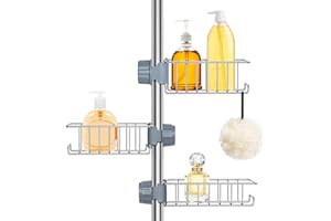 Ainiv Pojemnik prysznicowy bez wiercenia, 3 szt. stojak na półkę prysznicową, nierdzewny organizer łazienkowy ze stali nierdzewnej, nierdzewne półki do przechowywania, wiszące na szynę pionową, 18-25