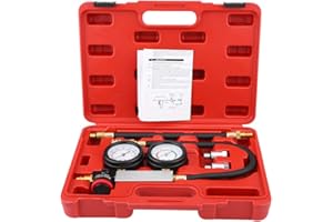 LYRLODY 0-100 PSI - Set di tester di pressione TU-21, tester di compressione per auto, di misurazione doppio, strumento diagnostico con custodia, 4 pezzi