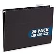 Blue Summit Supplies Hanging File Folders, 25 Reinforced Hang Folders, Designed for Home and Office Color Coded File Organization, Letter Size, Black, 25 Pack