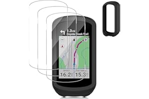 Haofun Silicone Cover per Garmin Edge Explore 2, con 9H HD Ultra Vetro Temperato Pellicola Protettiva*3 + Nero Silicone Protettiva Custodia*1