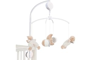 MiniDream Cot Mobile, Wind Up Music Mobile That Plays a Gentle Lullaby, No Need for Batteries, Includes 360 Degree Rotating Hanging Soft Toys - Moon and Star Design