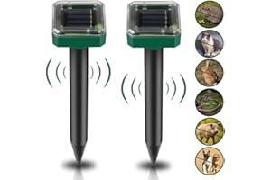 CRESBEL 2 sztuki solarnych odstraszaczy kretów: solarny odstraszacz kretów, wodoszczelność IP65, ultradźwiękowy odstraszacz kretów do odstraszania, zwalczania moli i szkodników w ogrodzie