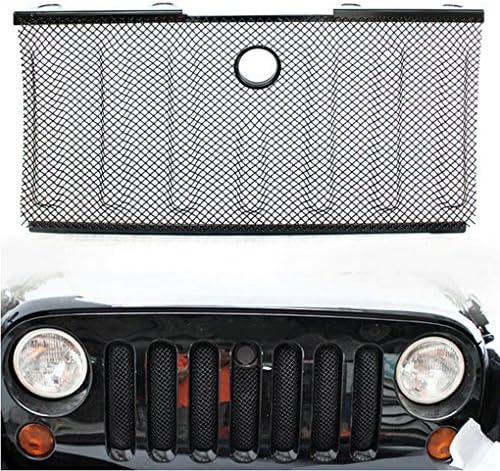 iPerfect Black Stainless Front Hood Grille Bug Screen 3D Mesh Grill Insert for Jeep Wrangler Rubicon Sahara Jk 2007-2015 by iPerfect