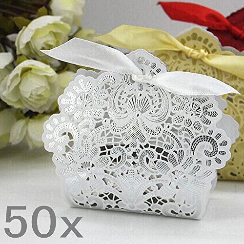 JZK® 50 x Silberne Krone, Geschenkbox Gastgeschenk Bonboniere Box Geschenk Schachtel Süßigkeiten Kartons Hochzeit Kasten, Dekoration Tischdeko Party Favor für Hochzeit Taufe Party Geburtstag etc. (Silber Krone)