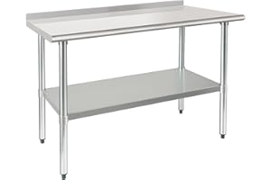 ‎HARDURA RESTAURANT EQUIPMENT HARDURA Edelstahl Tisch Lebensmittelzubereitung Arbeitstische 61×122cm Heavy Duty Commercial mit Unterboden und Backsplash für Restaurant Küche Haus und Hotel