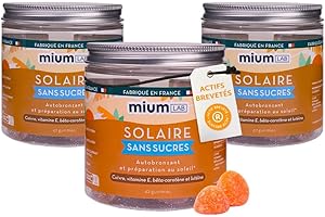 MIUM LAB GUMMIES EXPERTISE Mium Lab - Auto-bronzant, Prolonge & Accélère le Bronzage - Actifs Brevetés : Bêta-carotène & Lutéine Hautement dosées et micro-encapsulées, Cuivre & Vit E - Cure 63 jours - Fabriqué en France