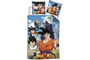 Aymax Dragonball - Juego de cama (100 % algodón, funda nórdica de 140 x 200 cm + funda de almohada de 65 x 65 cm)