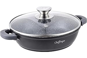 CHEFFINGER Poêle de service en fonte d'aluminium avec couvercle pour induction Ø 28 cm Noir