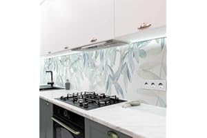 MyMaxxi, Self-adhesive kitchen back wall film without drilling, hanging tendrils with leaves green 60 cm high, adhesive film wall sticker wall picture kitchen, wall decoration, flower shrub leaf branches