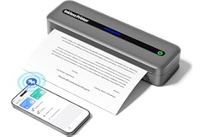 ZOOLION Termica Stampante Portatile A4 Compatibile con iOS & Android Smartphone via Wireless Bluetooth 5.0, Senza Inchiostro, Mini Piccola, Stampante Bianco e Nero, 300 Dpi, 2600 mAh, 600 g - Grigio
