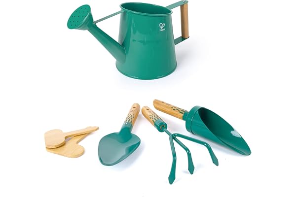 Hape Set Jardinage Enfant - Arrosoir, Truelle, Râteau, Pelle Inclus - Adapté aux Enfants de 4 ans et plus - Loisirs Créatifs Cadeau Manuel Jeux Enfant Jardin - Apprendre à Faire Pousser des Plantes