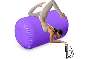 HEIPIGO Air Roller Gymnastics Barrel Backhandspring Training Air Barrel Gymnastics Roller for Tumbling Cheerleading Training Yoga Gym with Manual Air Pump