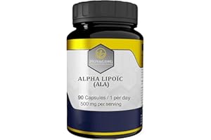 NOVAGING Alpha Lipoïque Végétale 500mg, Anti-Age - 90 Gélules − 100% Vegan - Biodisponibilité maximale - Fortement dosé - Testé Sans additifs, OGM ni Allergènes. Made in Europe