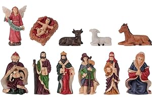 zeitzone Przepiękne figurki do szopki bożonarodzeniowej, zestaw ręcznie malowany Szopka na Boże Narodzenie, 11-części