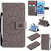 Produktbild Hozor PU Leder Hülle für Sony Xperia M5 5.0 zoll Embossing Prägung Blumen Muster Ledertasche Weiche TPU Soft Rückseite Abdeckung Handytasche Bumper Schutzhülle Brieftasche Flip Case Wallet Cover Bookstyle Handyhülle Tasche Anti-Scratch Shell Folio Klapphülle mit Standfunktion Magnetverschluss und Kredit Kartenfächer - grau