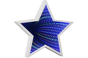ADDCORE Star Infinity Tunnel Light Mirror Coloured LED's 12" x 12" White