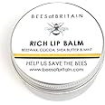 BEES of BRITAIN - 100% Natural Lip Balm - Shea, Cocoa Butter, Beeswax, Mint. Repairs, Soothes, Hydrates. We Donate 5% of our Profit to Save Bees + Pollinators. 30ml