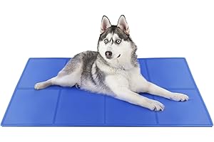 LIFERUN Cooling Mat for Dogs 120 x 75 cm Cats Pets Cooling Mat with Non-Toxic Gel Cooling Pad Cold Mat Regulating Body Temperature Blue, XL