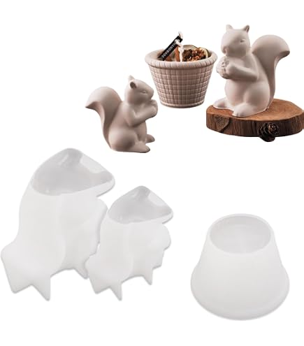 2 Moules En Silicone Écureuil 3D – Pour Bougies, Résine, Plâtre, DIY Déco Nature