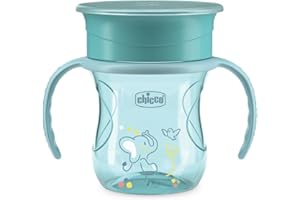Chicco Perfect Cup Primo Bicchiere per Bambini 200 ml, 1 Tazza Biberon 12+ Mesi per Imparare a Bere, con Membrana in Silicone a 360° e Manici Rimovibili, senza BPA, Azzurro