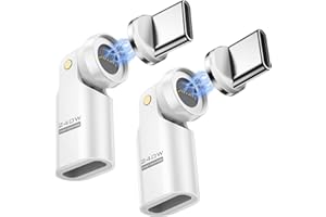 MOKO USB C Magnetic Adapter 240W (2Pack) - 9 PIN Magnetic Type-C Adaptor with 180° 360° Rotating, Right Angle USBC to USB C 90 Degree Adapter for iPhone 17 Air 16 15 Pro Max,MacBook/iPad,Galaxy, Pure White