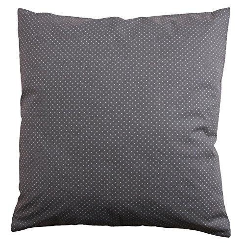 Kissenbezug 40x40 cm, Punkte 2 mm, Weiß auf Grau, Baumwolle, Reißverschluss, Tupfen, gepunktet, Kopfkissen, Dekokissen, Kopfkissenbezug, Kissenhülle, Kissen, Sofakissen, Couchkissen, Sitzkissen