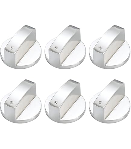 Dadabig Gasknoppen voor fornuizen van metaal, draaischakelaar voor gasfornuis, oven-positieve richting, 8 stuks, 6 mm, zilver