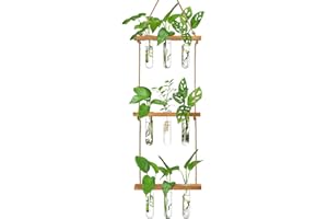 XXXFLOWER Wall Hanging Propagation Station with 3 Tiered Wooden Stand 9 Test Tubes Plant Propagation Kit for Hydroponic Plants Cuttings Test Tube Plant Holder Flower Vase Perfect Plant Lover Gifts