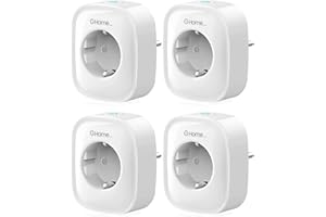 GHome Smart Enchufe Inteligente WIFI con Monitor de Energía, Enchufe Alexa Programable con Temporizador, Control Remoto por APP Voz, Compatible con Alexa y Google Home, Modelo, 4 Packs