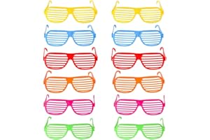 Mu Mianhua 12 PCS Shutter Shading Glasses 80's Party Slotted Sunglasses Neon Color Shutter Shades Glasses Children Party Bag Fillers Kids Novelty Fancy Dress Costume for Night Out Party
