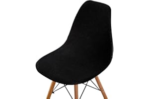 Highdi Lot de 1/2/4/6 Housse de Chaise Scandinaves Jacquard, Housse Chaise de Salle à Manger Couleur Unie, Couverture de Chaise sans Accoudoirs pour Cuisine, Salon, Bureau (Le Noir,2 Pieces)