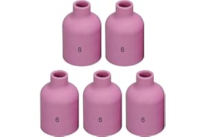 RIVERWELD Lente per gas, ugello in allumina, tazze in ceramica Jumbo grandi 57N75#6 D9,50 x 48 mm, adatte per SR DB WP 9 17 18 20 25 26 Torcia per saldatura TIG, 5 pezzi