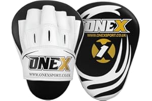 ONEX Curved Focus Pads and Gloves Set for Adults – Lightweight 23cm Boxing Mitts with Secure Grip & Shock Absorption – PU Target Pads for Muay Thai, Kickboxing, MMA & Martial Arts Training