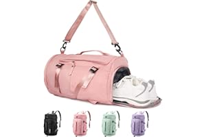 KYYLZ Sporttasche Rosa für Damen Reisetasche mit Schuhfach und Nassfach,33L Weekender Tasche Trainingstasche Schwimmtasche Fitnesstasche Handgepäck Tasche Rucksack für Sport Yoga Urlaub