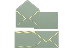 PATIKIL 100 Pack 5 x 7 Envelopes A7 Card Christmas Envelopes V Flap Envelope with Gold Borders for Office Wedding Gift Cards, Invitations, Photos, Graduation (Sage Green)