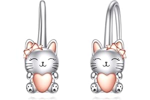 CUPENDA Katzenohrringe für Damen Sterlingsilber bezaubernde Katzen Creolen Katzenschmuck Geschenke