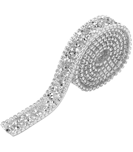 1 rotolo di nastro autoadesivo con strass e strass, 4,5 m, strisce di vetro con strass fai da te, colore bianco, per stampa a caldo, per scarpe e vestiti, 0,4 cm