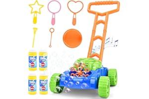 Sotodik Tosaerba Bubble per Bambini Automatici Bubble Lawn Machine con Music Sounds Outdoor Party Toys per Bambini con 4 Bottiglie di Soluzione e 6PCS Bubble Wands Set per Ragazzi e Ragazze.