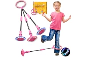 COONE 1 Pack Purple Foldable Ankle Skip Ball for Kids, Outdoor Sports Game for Girls Age 5-10, Birthday Gifts for 6/7/8/9/10 Year Old Girls, Jump Ball with Flash Wheel (pink)