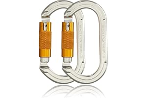 SOB Mousquetons Escalade Clips de Mousqueton à Verrouillage Automatique Aluminium Mousquetons Robustes pour Escalade, Descente en Rappel,Certification CE 2 Pièces