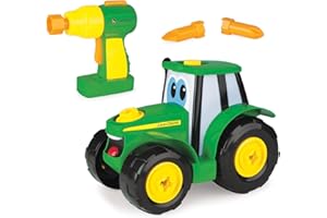TOMY - Jeu de Construction Enfant,Je construis Mon Johnny de John Deere 46655, Jeu d'Assemblage, Jouet Éducatif, Premier Âge, Tournevis Électronique, Tracteur Bébé Vert et Jaune, dès 18 mois+