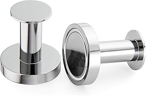 Mavoro Strong Magnetic Hooks for Hanging Coats and Bags. Set of 2 Chrome Magnet Hooks Heavy Duty Magnets, Neodymium 52 Rare Earth Magnets. Push Pin Style Magnet Hook for Refrigerator, Locker etc
