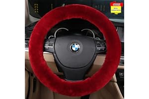 Sisha-A Wool Car Steering Wheel Cover 100% Natural Wool Steering Wheel Protector, Fluffy Warm Durable and High Elasticity Suit for Steering Wheel Size 14.5-16 inches
